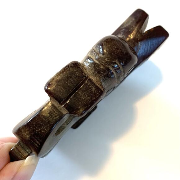 Carnelian Brown Chalcedony Taotie Mask Pendant Hand Carved Asian Revival - Picture 6 of 10